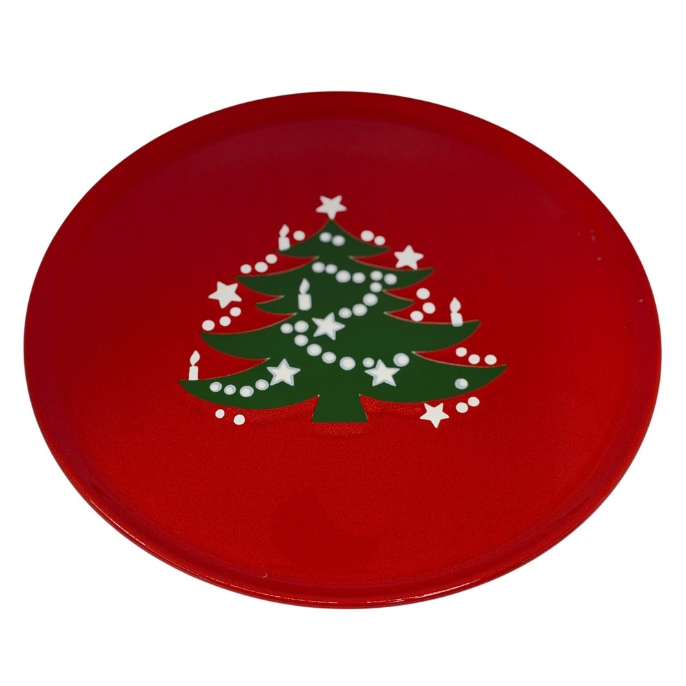 VTG Waechtersbach Plate Round Platter Red Christmas Tree Germany Holiday Serving
